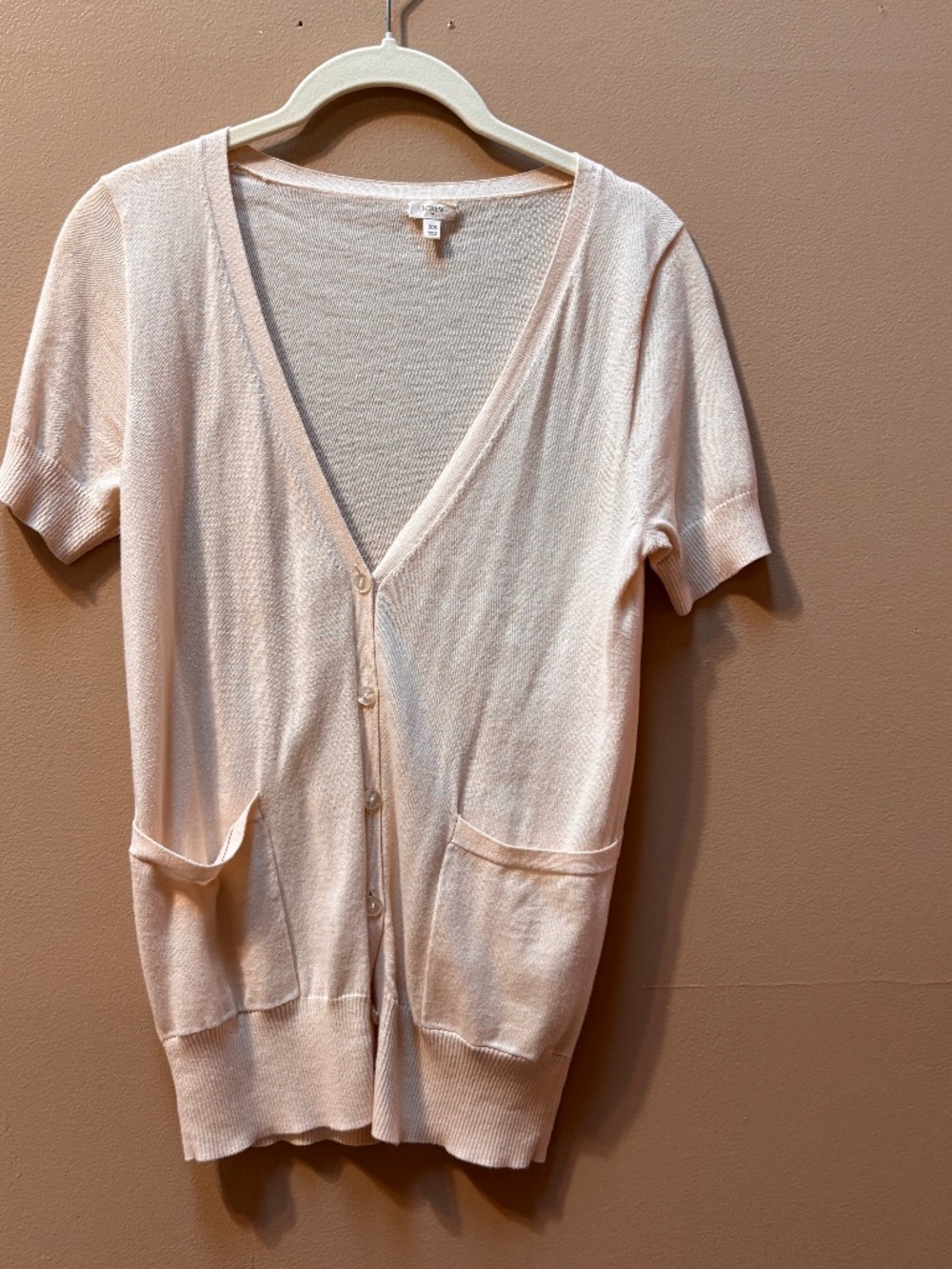 J. Crew Cream Short Sleeve Cotton Cardigan Sweater Size XS